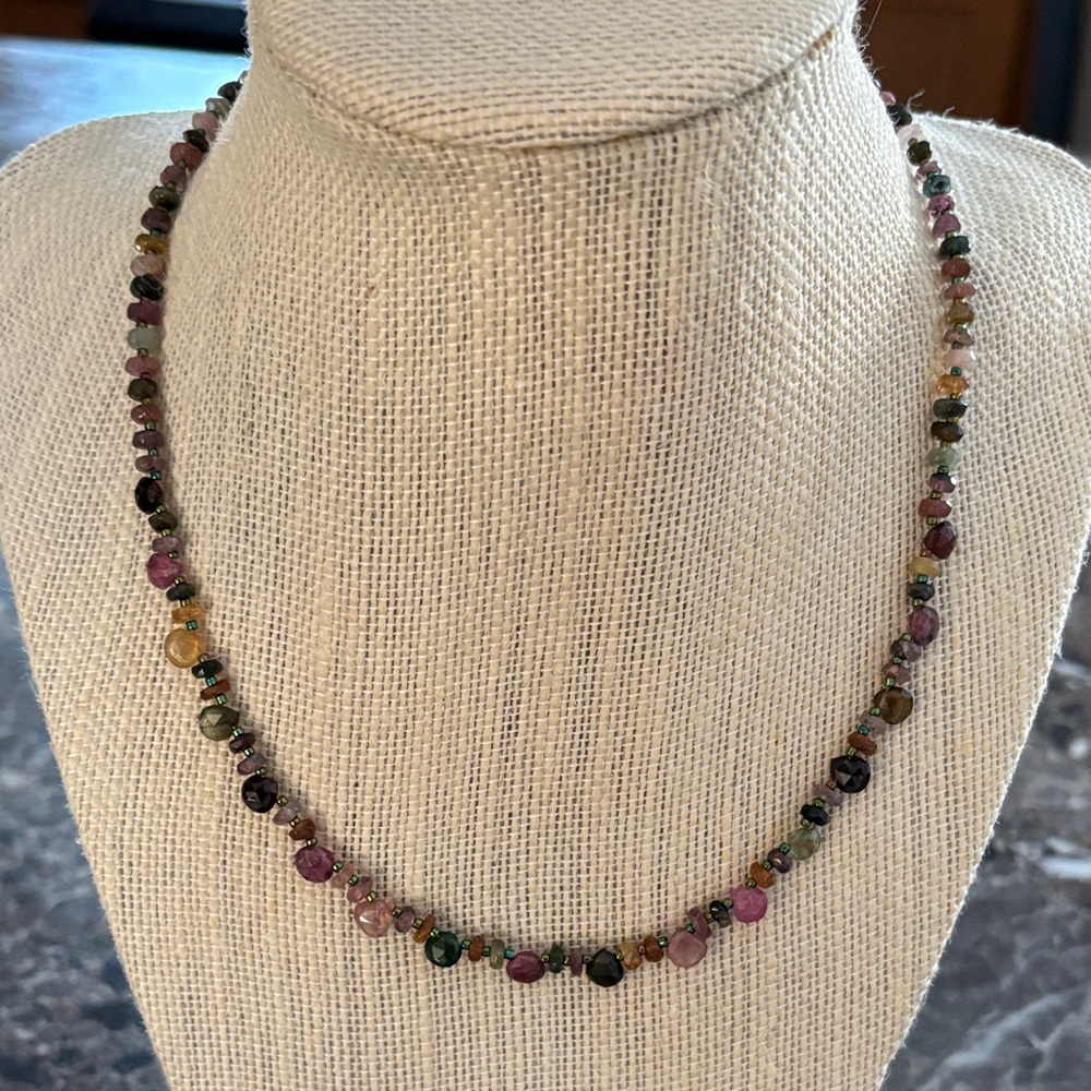 Watermelon Tourmaline Beaded Necklace